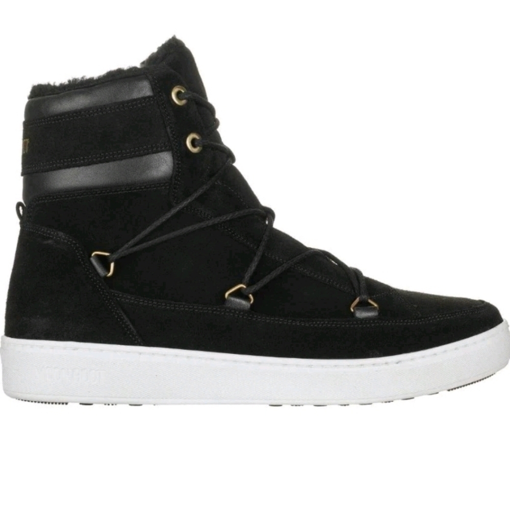 Moon Boot Mens Black Tecnica Mercury High Paris Suede Leather Faux Fur Boot 10